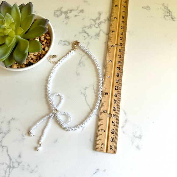 2/$30🌵 Princesscore Dainty Faux Pearl Bow Choker Necklace Fairycore Kawaii NEW - Picture 9 of 11
